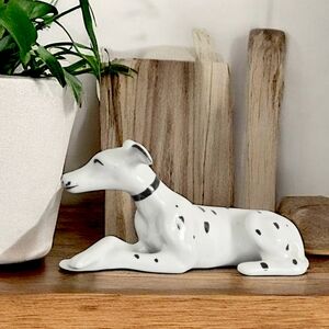 Vintage Dalmation Dog Figurine, Romanian Porcelain Dog Lover Dog Walker Gift